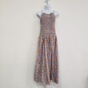 J Crew Womens Friday Midi Dress Size XL Afternoon Floral Smocked Blue NWT